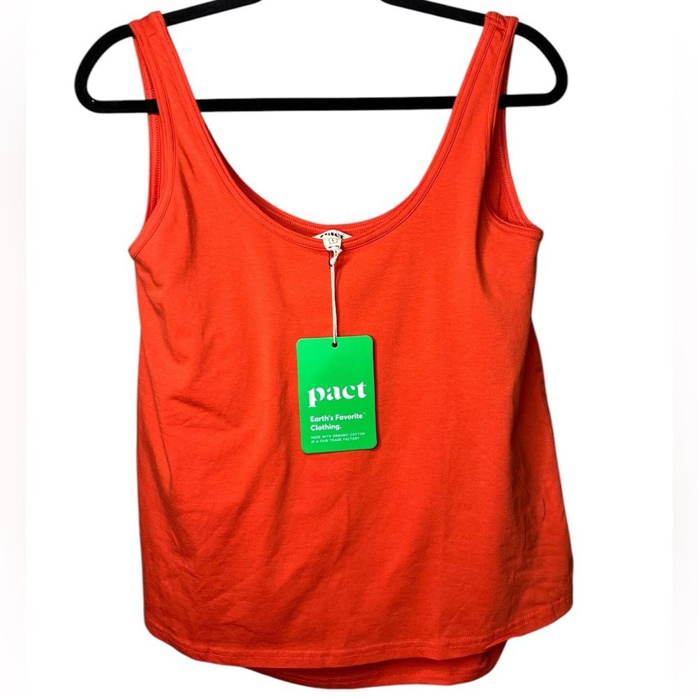 Pact Women's Orange Scoop Neck Tank Top
